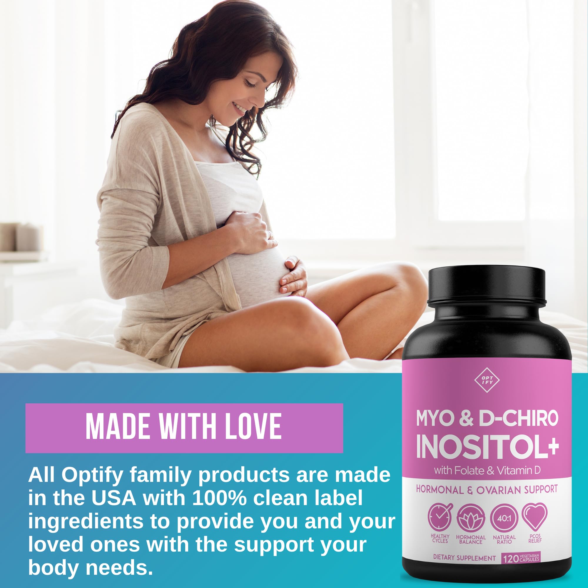 Premium Inositol Supplement - Myo-Inositol and D-Chiro Inositol Plus Folate and Vitamin OptifyUS supplements