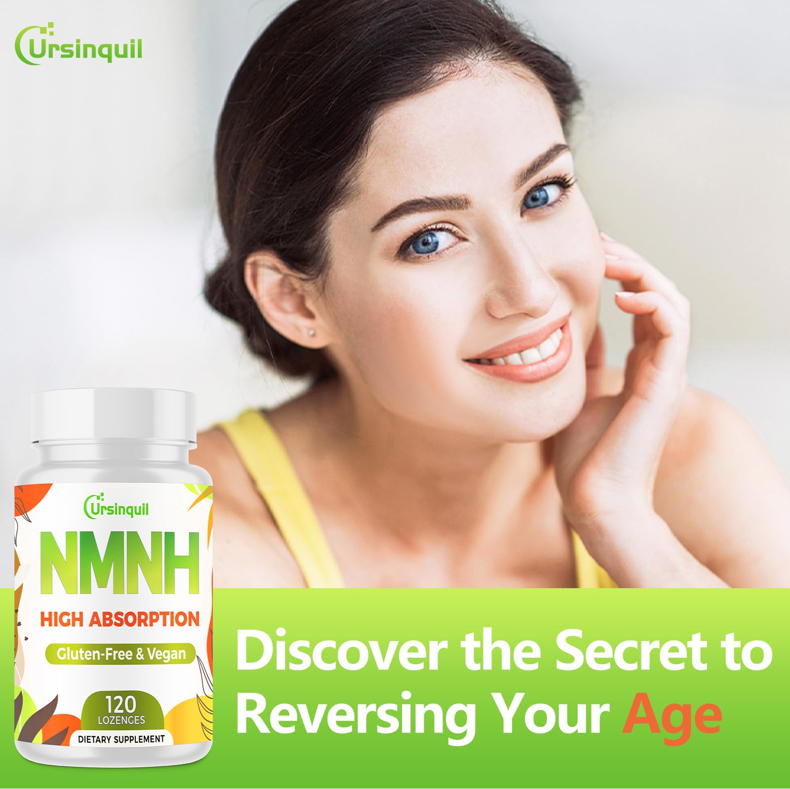 Sublingual NMNH 500mg (Dihydronicotinamide Mononucleotide) (120 Servings, NMNH 500mg per Serving) NAD Supplement to Boost NAD Levels as We Age, for Anti-Aging, Energy, Immunity, Focus - 120 Count UrsinquilAu supplements