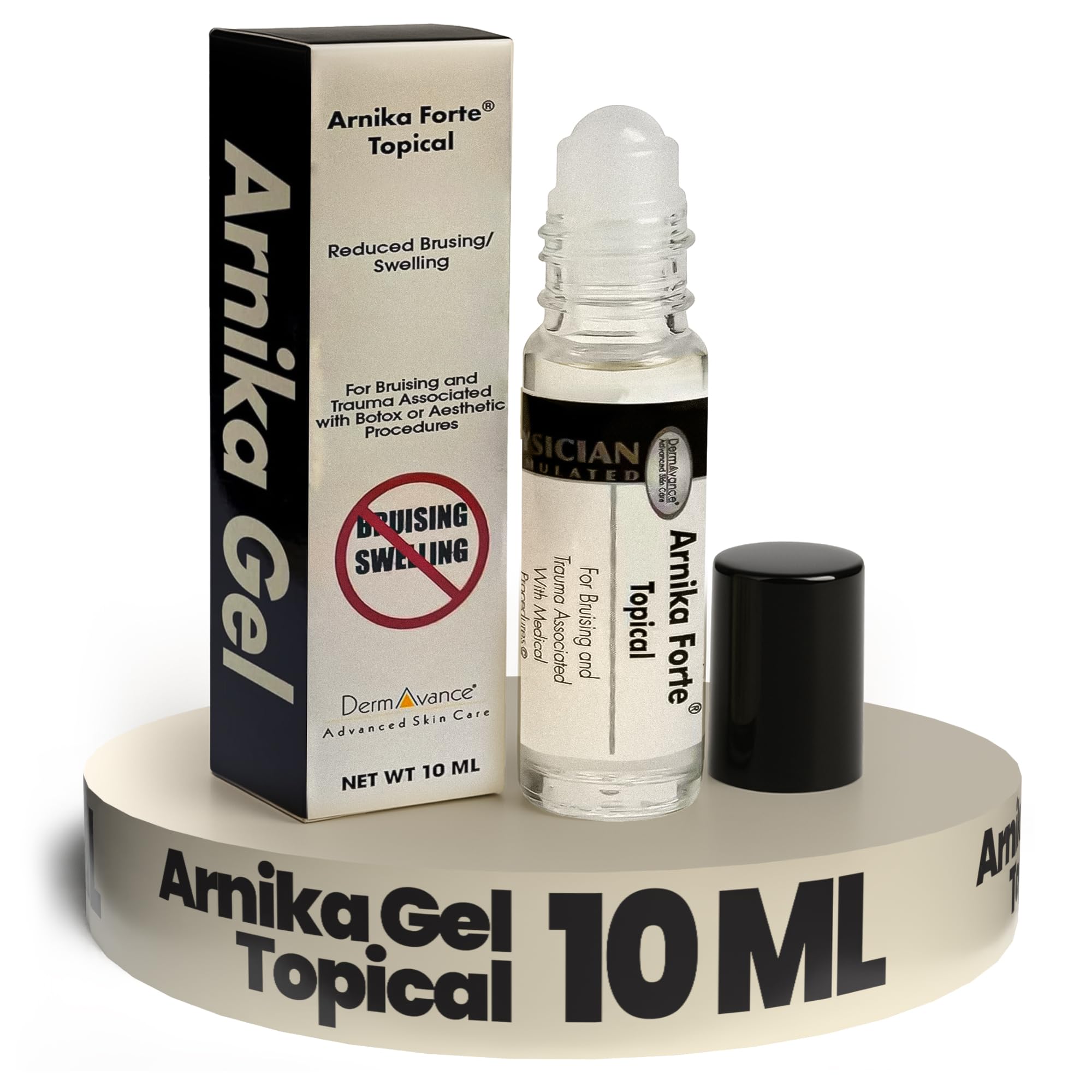 DermAvance Arnika Forte Topical Roll-On, Arnica Gel for Bruising and Swelling After Surgery, Easy-to-Use Arnica Gel Topical for Post-Surgical Care and Sports Injuries, Clear, 10 ml DermAvanceAu supplements