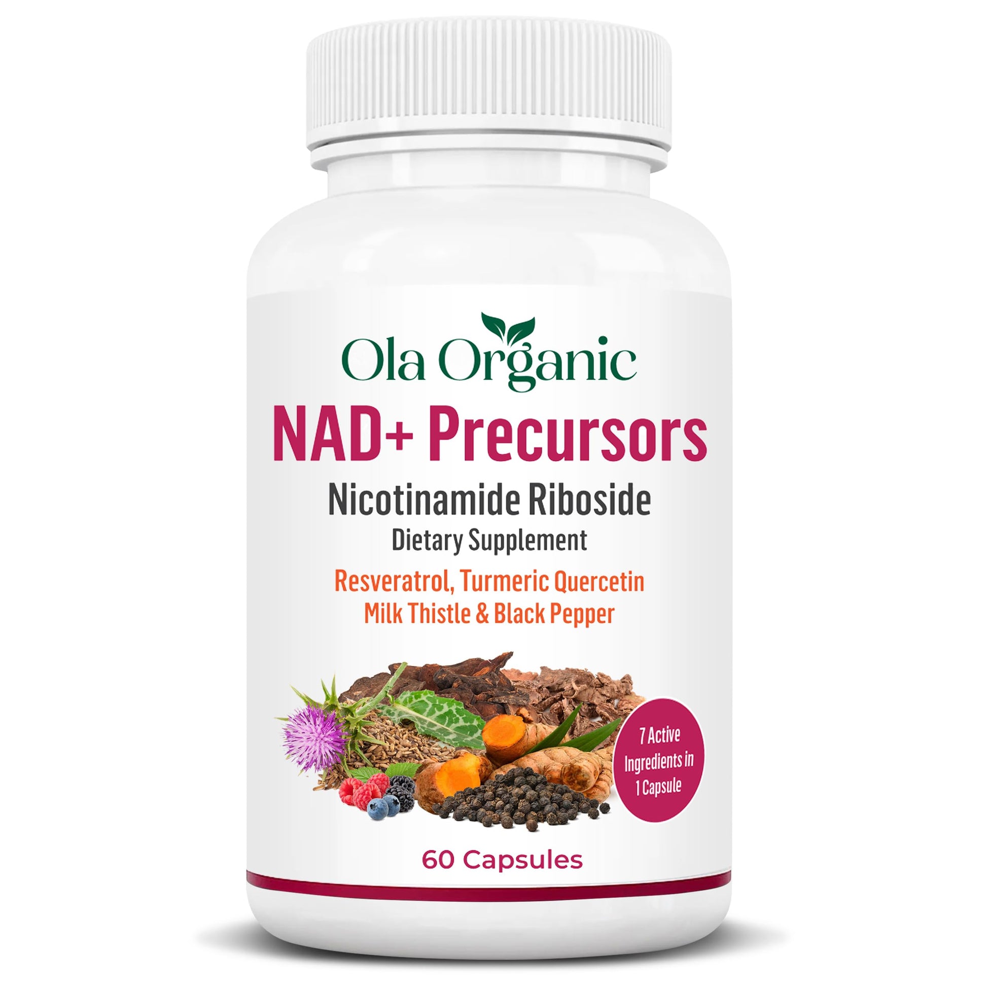 NAD+ Supplement & NAD Booster for Cellular Energy and Healthy Aging – Plant-Based Nicotinamide Riboside (NR) NAD Precursor with Resveratrol, Turmeric, Quercetin, Rhodiola & Milk Thistle – 60 Capsules Ola OrganicAu supplements