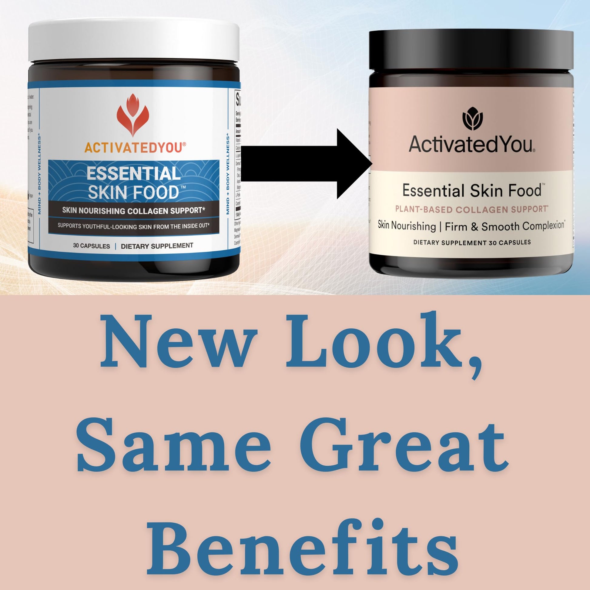 ACTIVATEDYOU Essential Skin Food, Advanced Skincare Collagen Elastin Support Supplement for Aging Skin, Helps Improve Appearance of Face Texture, Sagging w/Dermaval, Vitamin C (30 Count (Pack of 3)) ACTIVATEDYOUAu supplements