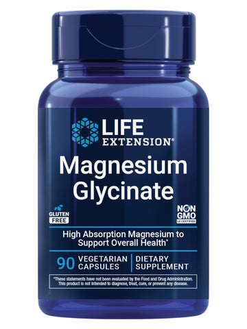 Life Extension Magnesium Glycinate, Heart Health, Bone Health, Nerve and Muscle Support, Highly absorbable, Gluten-Free, Non-GMO