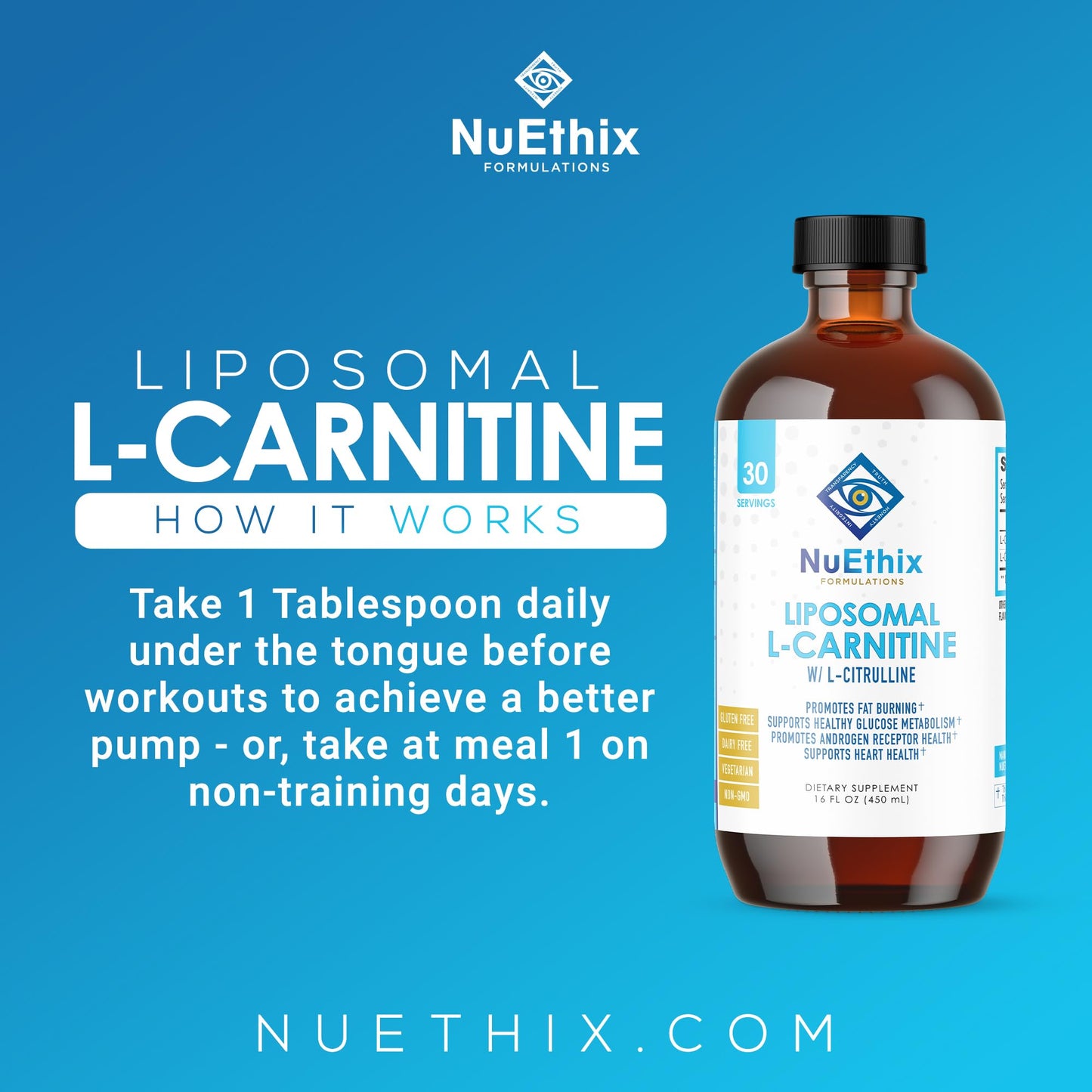 NuEthix Formulations Lipsomal L-Carnitine Supplement 600mg with L-Citrulline 1000mg NuEthix FormulationsUS supplements