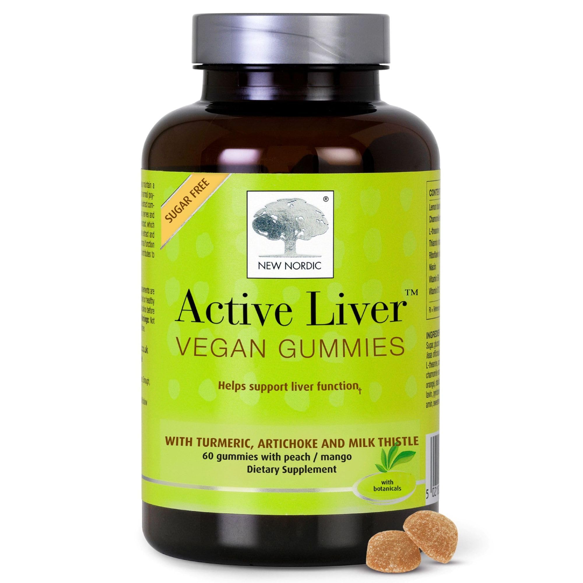 NEW NORDIC Active Liver Gummies, Milk Thistle, Artichoke & Turmeric Supplement, Natural Peach Mango Flavor, Sugar Free & Vegan, 60 Count (Pack of 1) NEW NORDICAu supplements