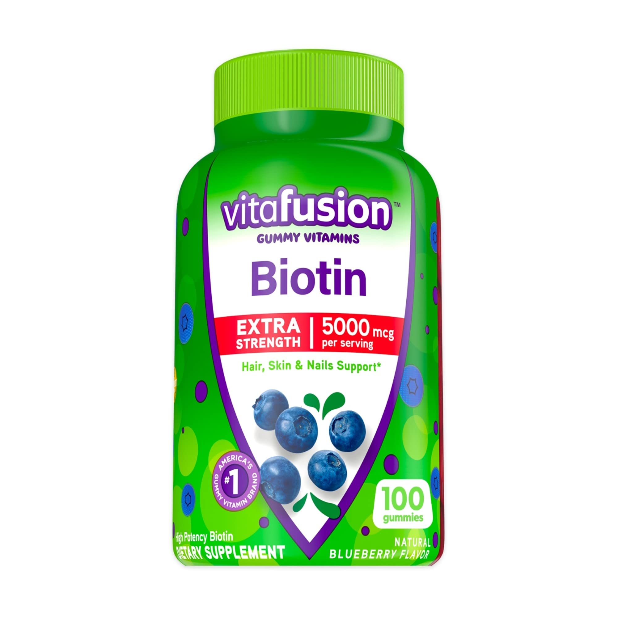 vitafusion Extra Strength Biotin Gummy Vitamins, Berry Flavored, 5,000 mcg Biotin Vitamins VitafusionAu supplements