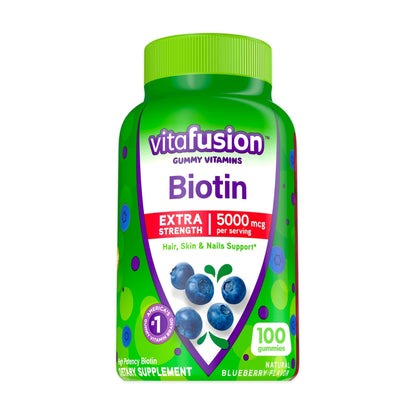 vitafusion Extra Strength Biotin Gummy Vitamins, Berry Flavored, 5,000 mcg Biotin Vitamins VitafusionUS supplements