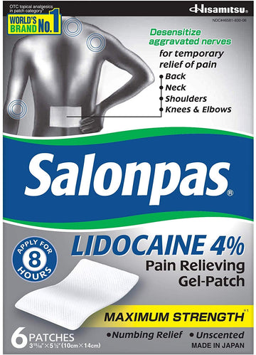 Salonpas LIDOCAINE (5 Pack Bundle) Pain Relieving Maximum Strength Gel Patch! SalonpasAu supplements