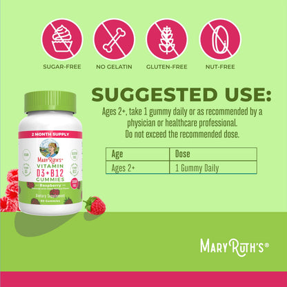 MaryRuth Organics Sugar Free | 2 Month Supply | Vitamin D & B12 Vitamin Supplements for Adults & Kids | Bone Health | Immune Support | Vegan | Non-GMO | 60 Servings MARYRUTH'SUS supplements