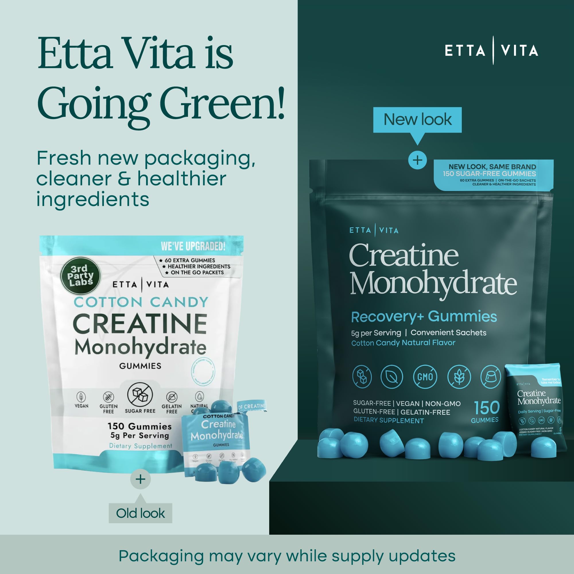 Sugar-Free Creatine Monohydrate Gummies (5g Per Packet) - Potent Creatine Gummies for Men & Women, Supplement for Muscle Support, Cognitive Function - Non-GMO, Gluten-Free, Mucuna Pruriens Etta VitaAu supplements