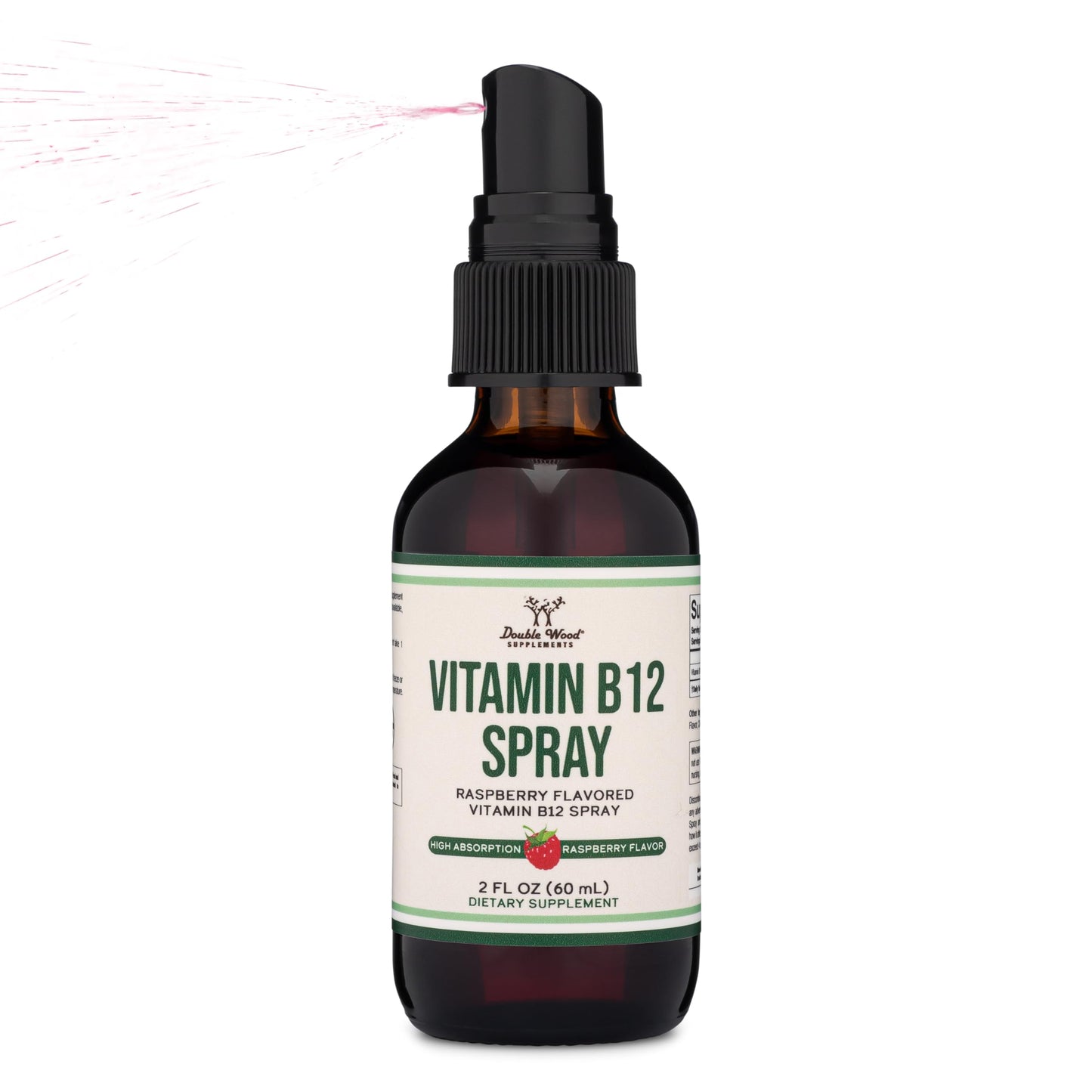 Vitamin B12 Sublingual Spray (2 Spray Dose of Vitamin 12 1000mcg, 3 Spray Serving Size Double Wood SupplementsUS supplements