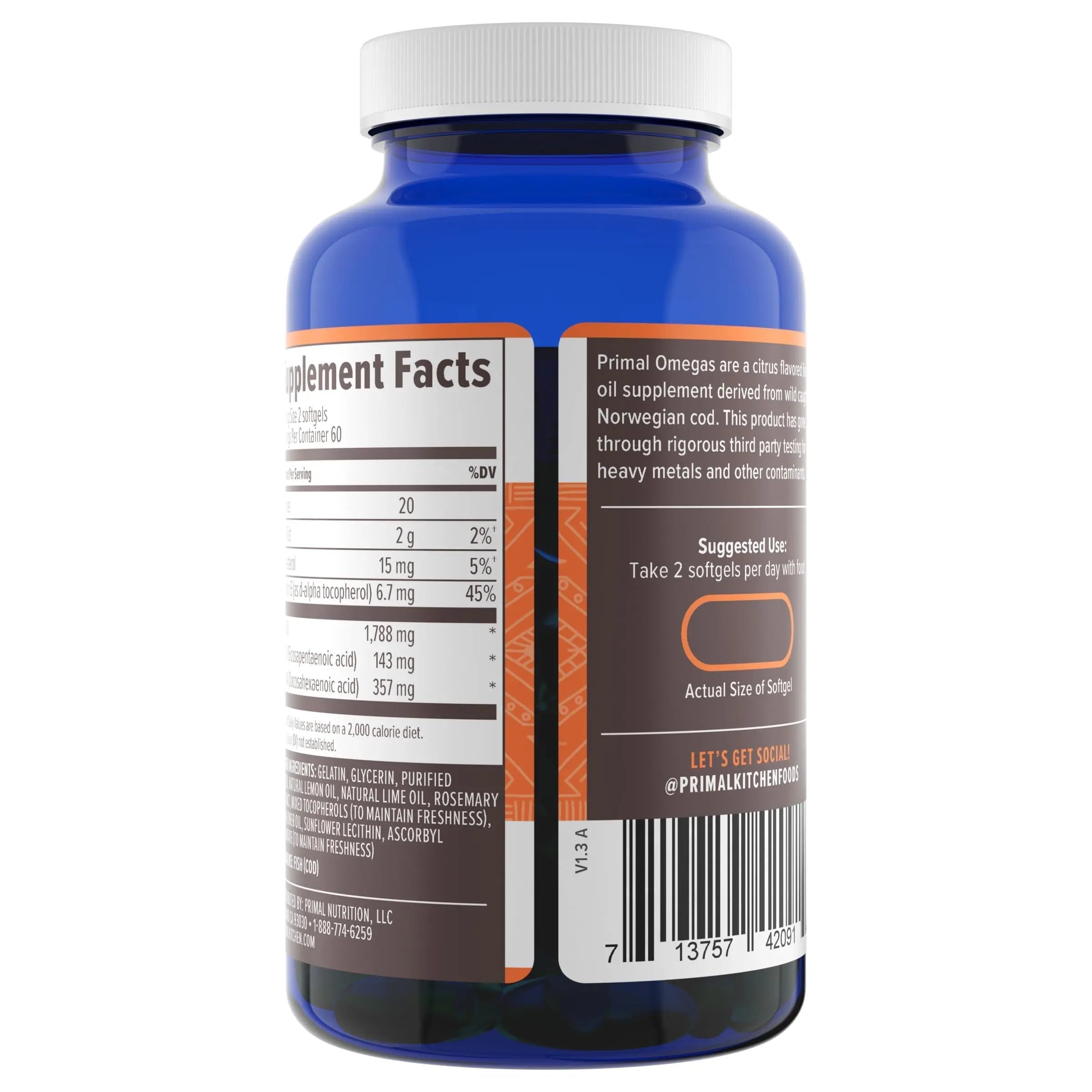 Primal Blueprint Primal Omegas, Omega-3 Fatty Acid Daily Supplement, 120 Count Primal BlueprintAu supplements
