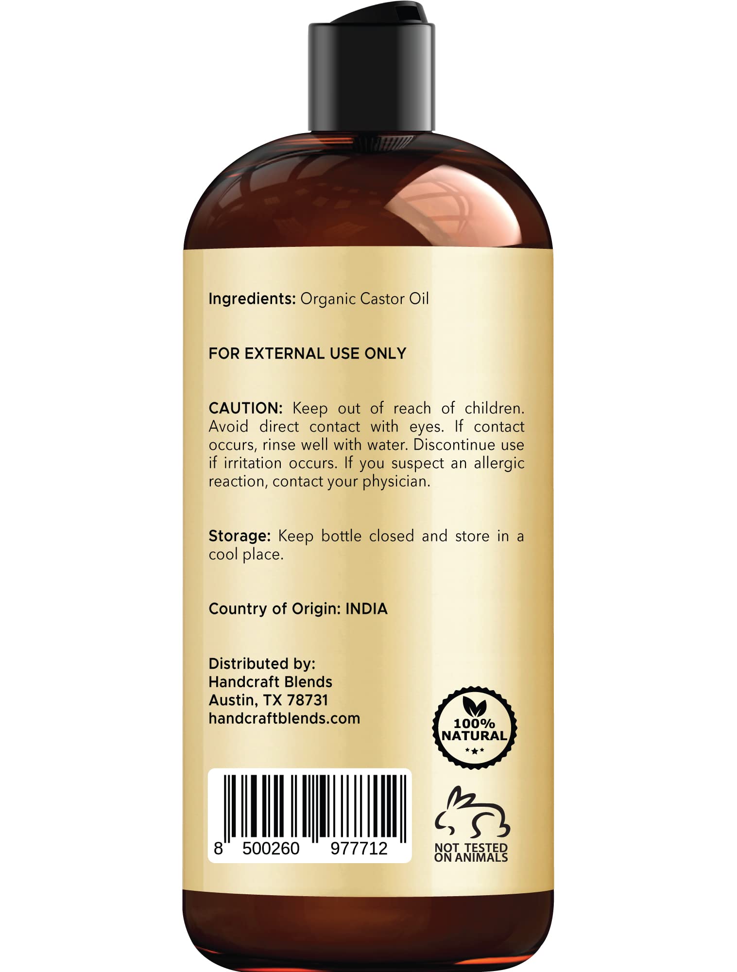 Handcraft Blends Organic Castor Oil for Hair Growth, Eyelashes and Eyebrows - 100% Pure Handcraft BlendsAu supplements