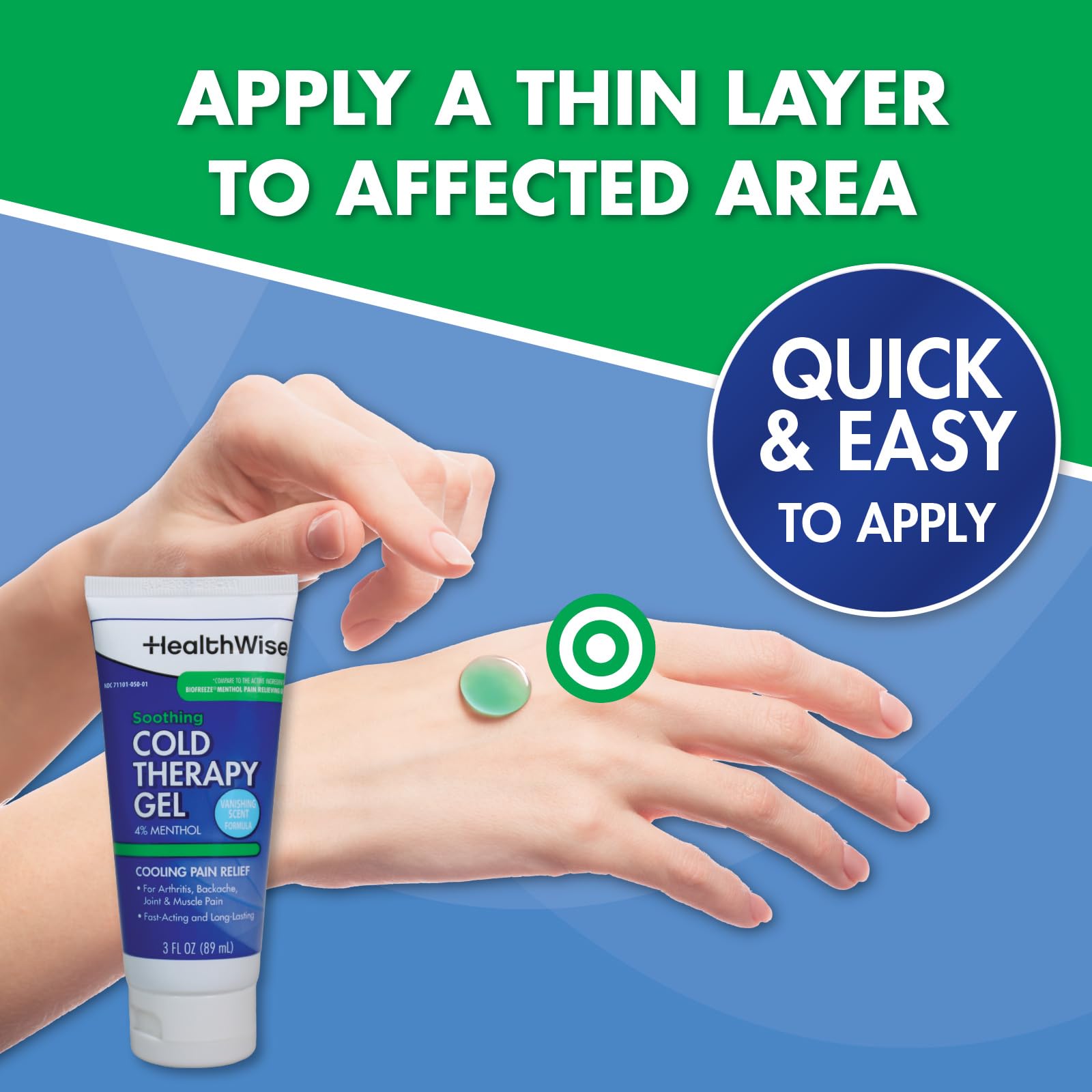 HealthWise Soothing Cold Therapy Gel | 4% Menthol | Vanishing Scent | 3.0 Oz | Arthritis Pain Relief | Topical Analgesic HealthWiseAu supplements