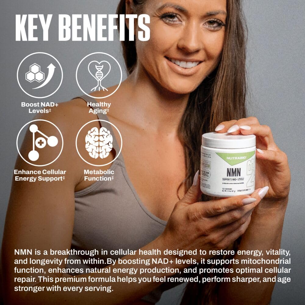 NutraBio NMN - NAD Supplement, Longevity Support, Boost NAD Levels, Increase Cellular Energy, Brain Health, Healthy Aging- 120 Servings NutraBioAu supplements