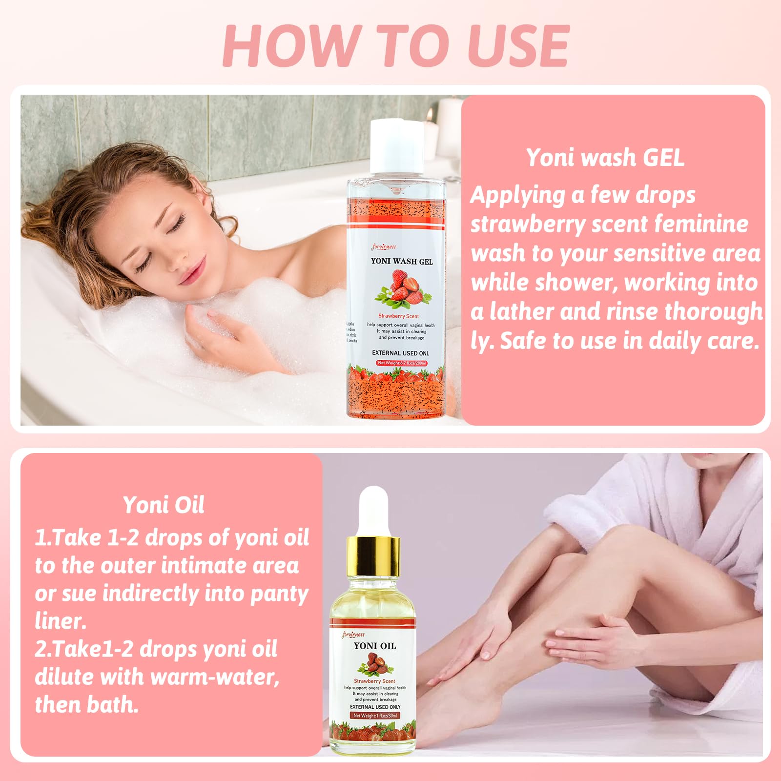 Yoni Wash Yoni Oil Yoni Bar Soap for Women PH Balance, Strawberry Body Oil, Feminine Wash forvirnessAu supplements