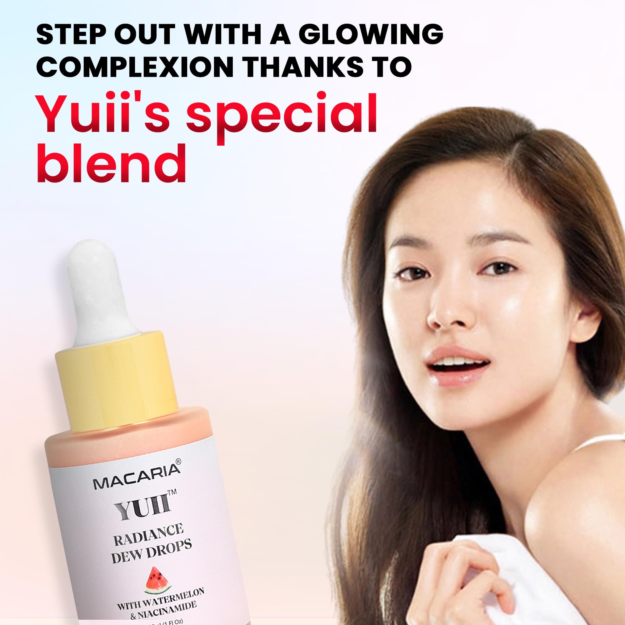Yuii Niacinamide Serum Dew Drops - Face Moisturizer with Watermelon Fruit Extract - Glow Drops for Skincare and Makeup - Hydrating Formula for Radiant Skin - Pink Finish for Women & Girls MACARIAAu supplements