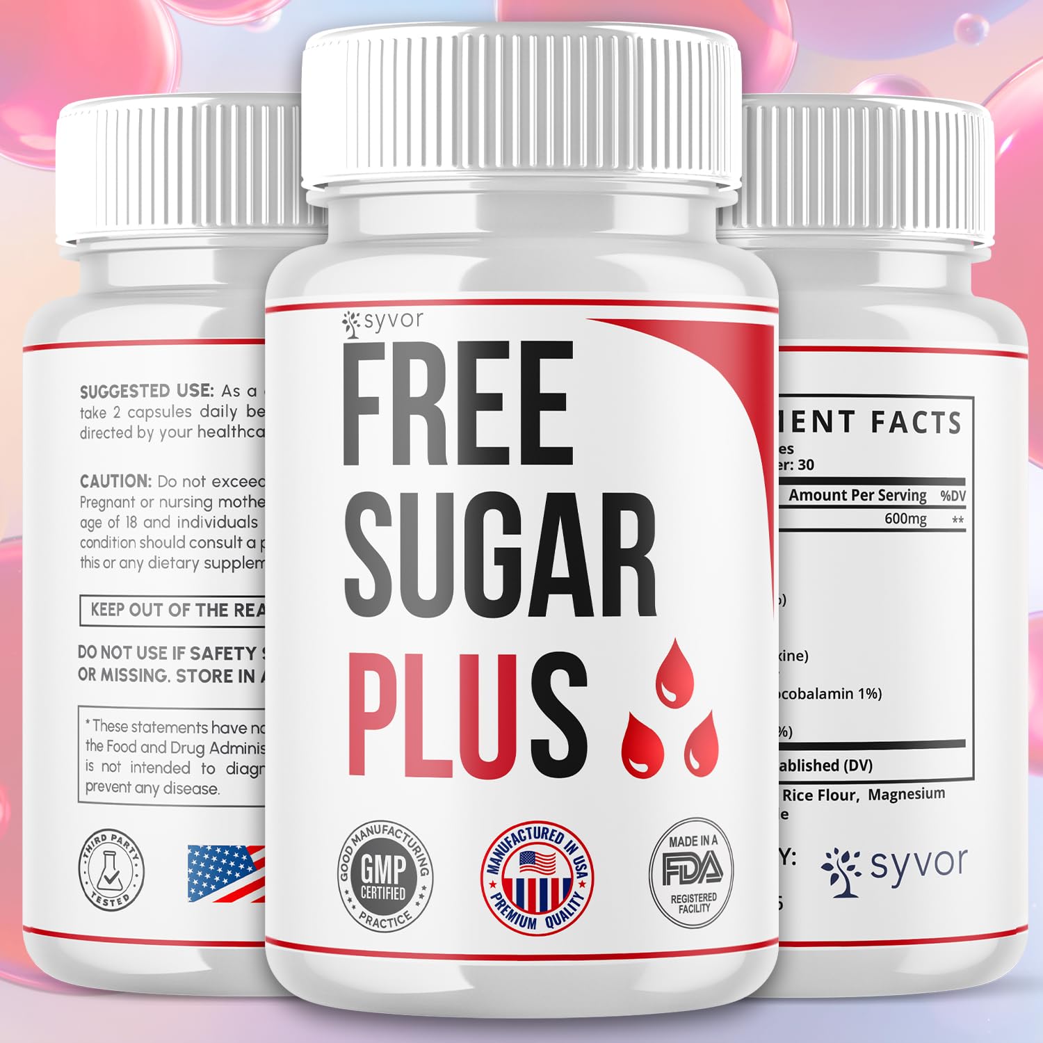Free Sugar Plus Capsules, Official FreeSugar Plus Blood Health Support Pills With All Natural Ingredients, Free Sugar Plus Advanced Wellness Support with Premium Vitamins for Women & Men (60 Capsules) SyvorAu supplements