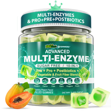 Digestive Enzymes Gummies for Women & Men, Multi-Enzymes with 90Billion CFU Probiotics and Prebiotics & Postbiotic, Vegetable & Fruit Fiber Blend, Super Enzymes for Digestive & Gut Health,Immune,60Cts EnvyCureAu supplements