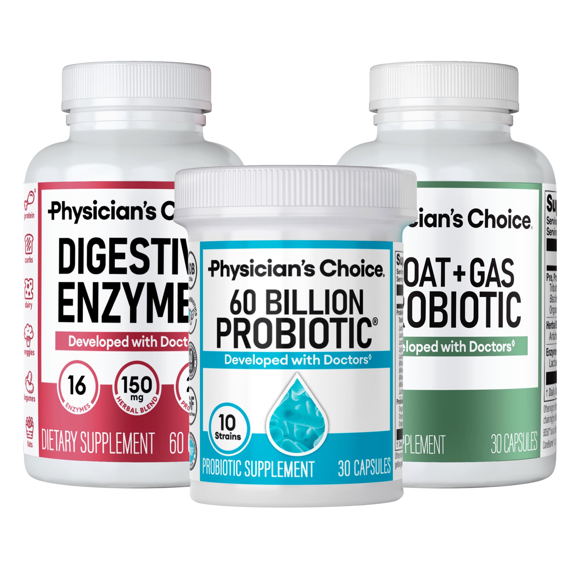Physician's CHOICE Gut Guardian Bundle: Advanced Bloating & Digestion Support with 60 Billion Probiotic, Digestive Enzymes & Bloat + Gas Probiotic - Daily Gut Health Support for Women and Men Physician's CHOICEAu supplements