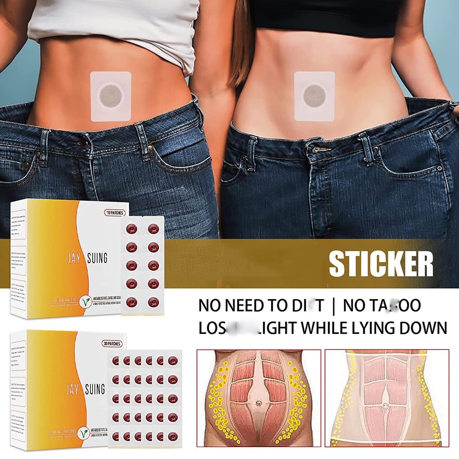 30Pcs Belly Patch, Waterproof Stickers for Women Girls, Natural Belly Sticker for Women and Men RosardenAu supplements