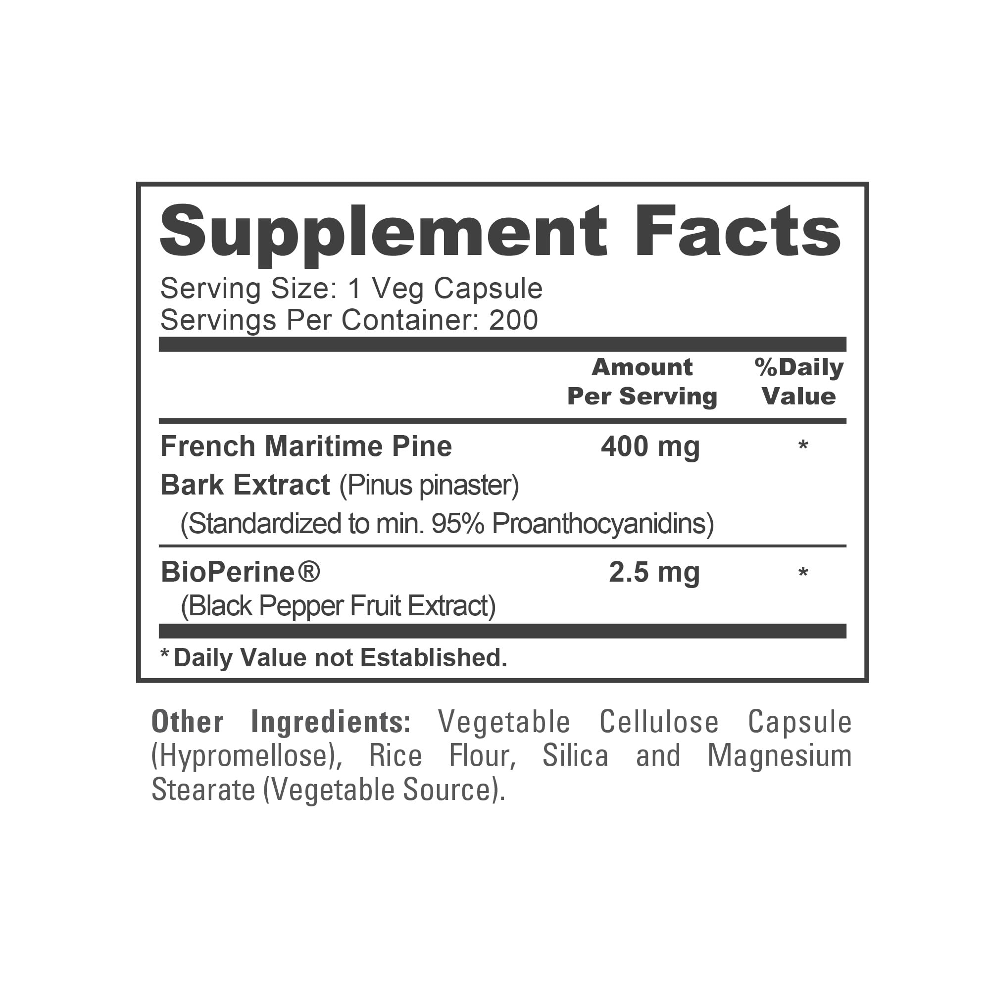 NusaPure French Maritime Pine Bark Extract 400mg per Veggie Caps 200-Day Supply Bioperine Non-GMO Vegan NusaPureAu supplements