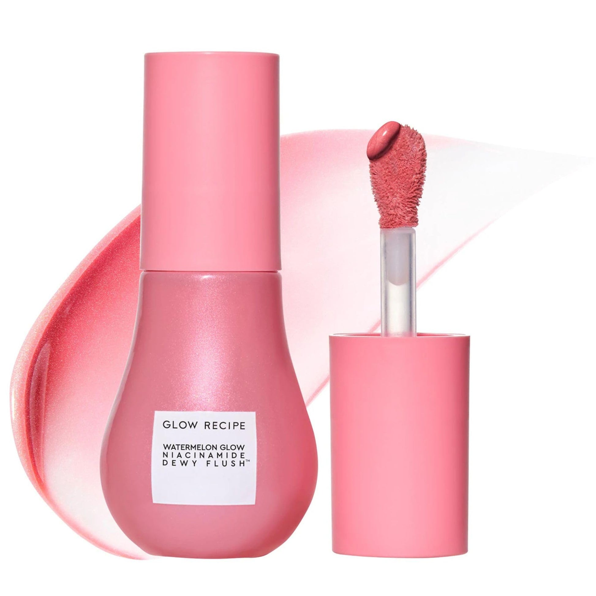 Glow Recipe Niacinamide Dewy Flush Tinted Liquid Blush Serum - Glowy Blush for Cheeks to Smooth, Hydrate & Brighten - Liquid Korean Makeup with Buildable Soft Pink Tint - Watermelon Flush (0.4 oz) Glow RecipeAu supplements