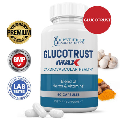 Justified Laboratories (5 Pack) Glucotrust Max 1295MG Formula Supplement Pills 300 cap Justified LaboratoriesUS supplements