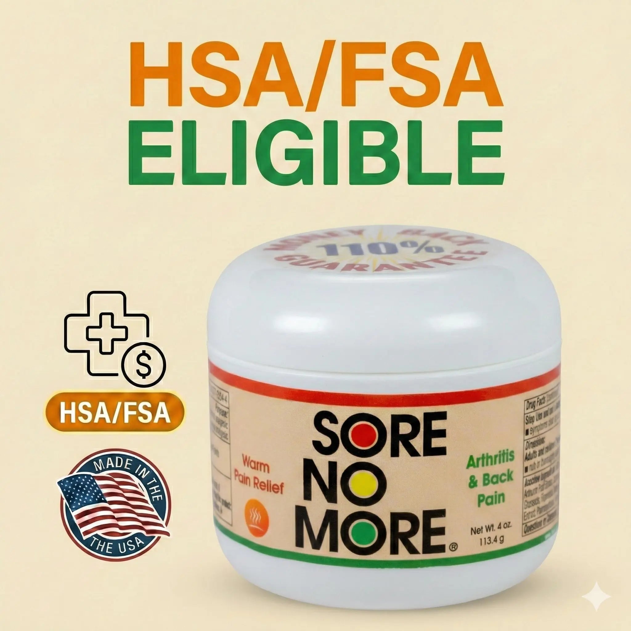 Sore No More Warm Arthritis Pain Relief Cream – Targeted Reliever for Back, Neck, Hands & Feet – Soothing & Fast-Acting Formula for Aches and Pains – Non-Greasy with Orange Aroma – 4 oz Sore No MoreAu supplements