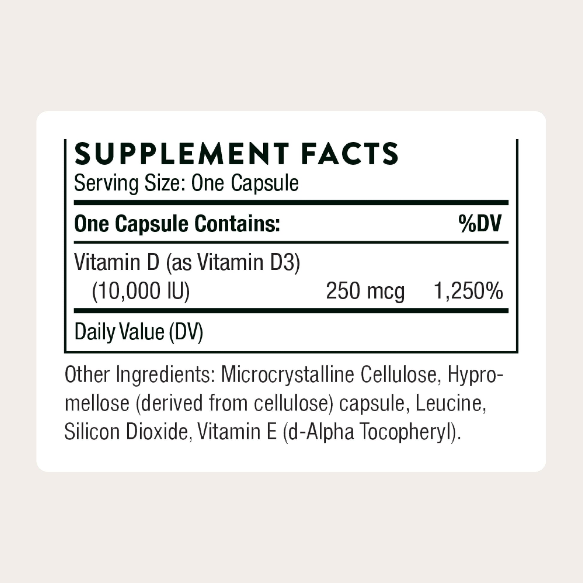 THORNE - Vitamin D3 Supplement - Supports Healthy Bones, Teeth, Muscles, Cardiovascular & Immune Function* - Gluten, Dairy & Soy-Free - 10,000 IU - 60 Servings THORNEAu supplements