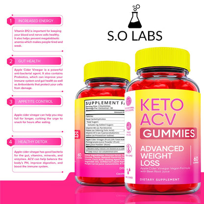 Keto ACV Gummies Advanced Weight Loss, ACV Supplement Work Fast Women Plus Men (2 Pack) S.O LabsUS supplements
