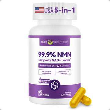 Inner Brightness NMN Supplement 500mg, 99.9% High Purity, Supports NAD+ Levels & Cellular Energy, 5-in-1 Formula with Resveratrol & Astaxanthin, Non-GMO, Gluten-Free, 60 Capsules Inner BrightnessAu supplements