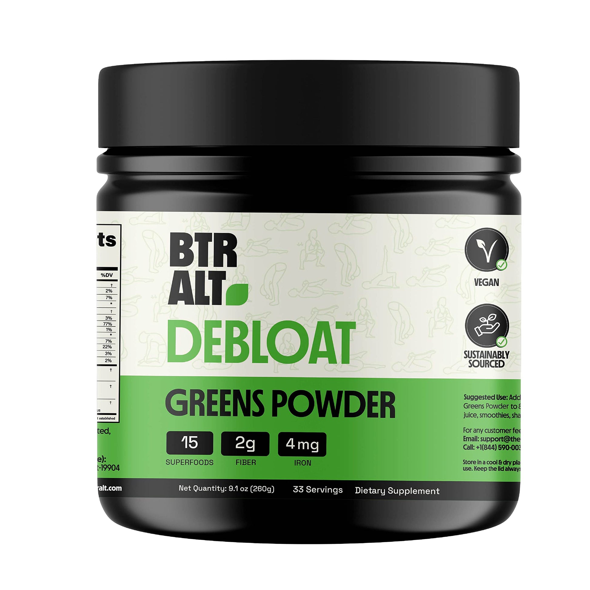 Better Alt Greens Powder, Helps Reduce Bloating, 15 Super Greens- Blend of Spirulina Better AltAu supplements