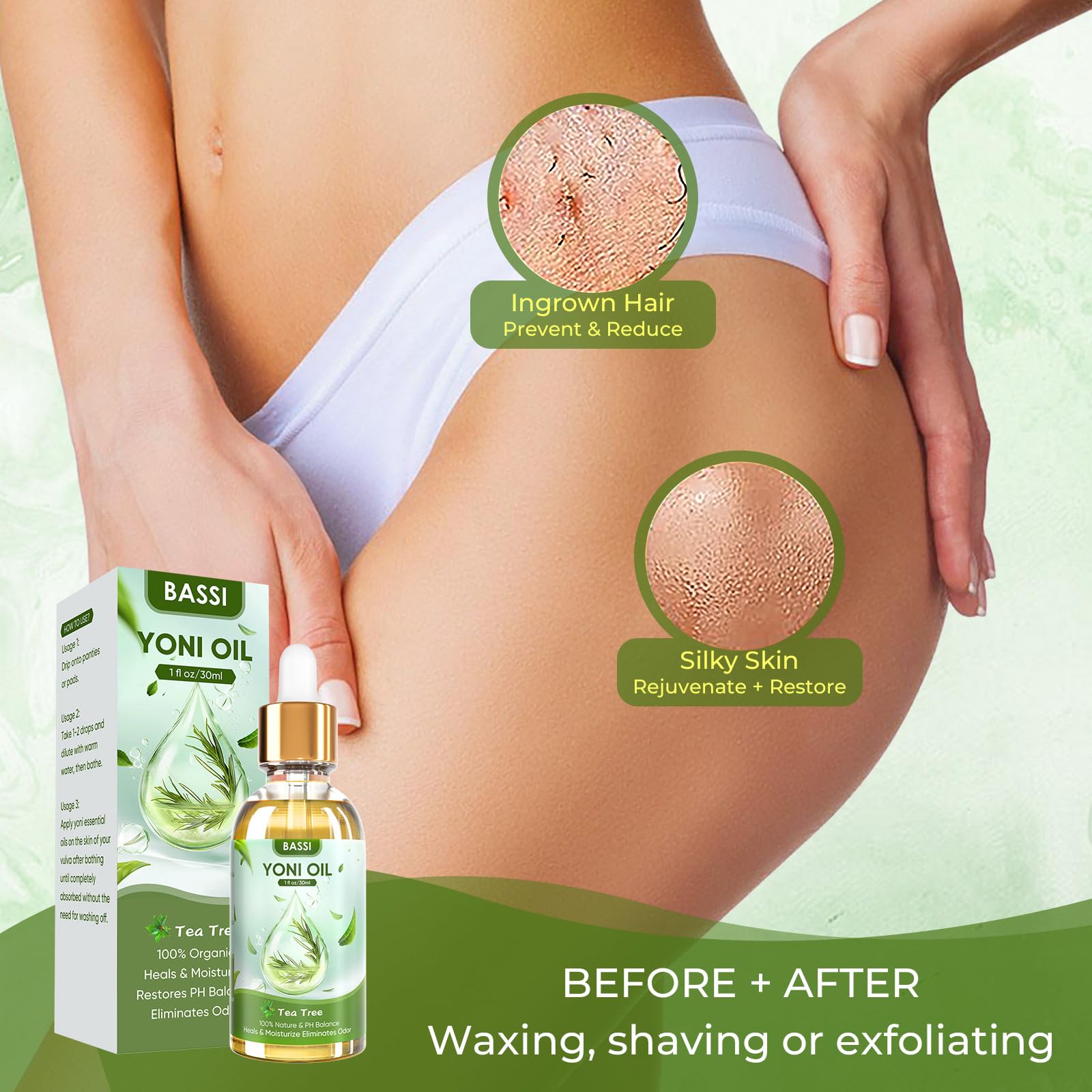 BASSI 2PCS Yoni Oil Organic Feminine Oil Vaginal Moisturizer For Wetness - Ph Balance for Women BASSIAu supplements