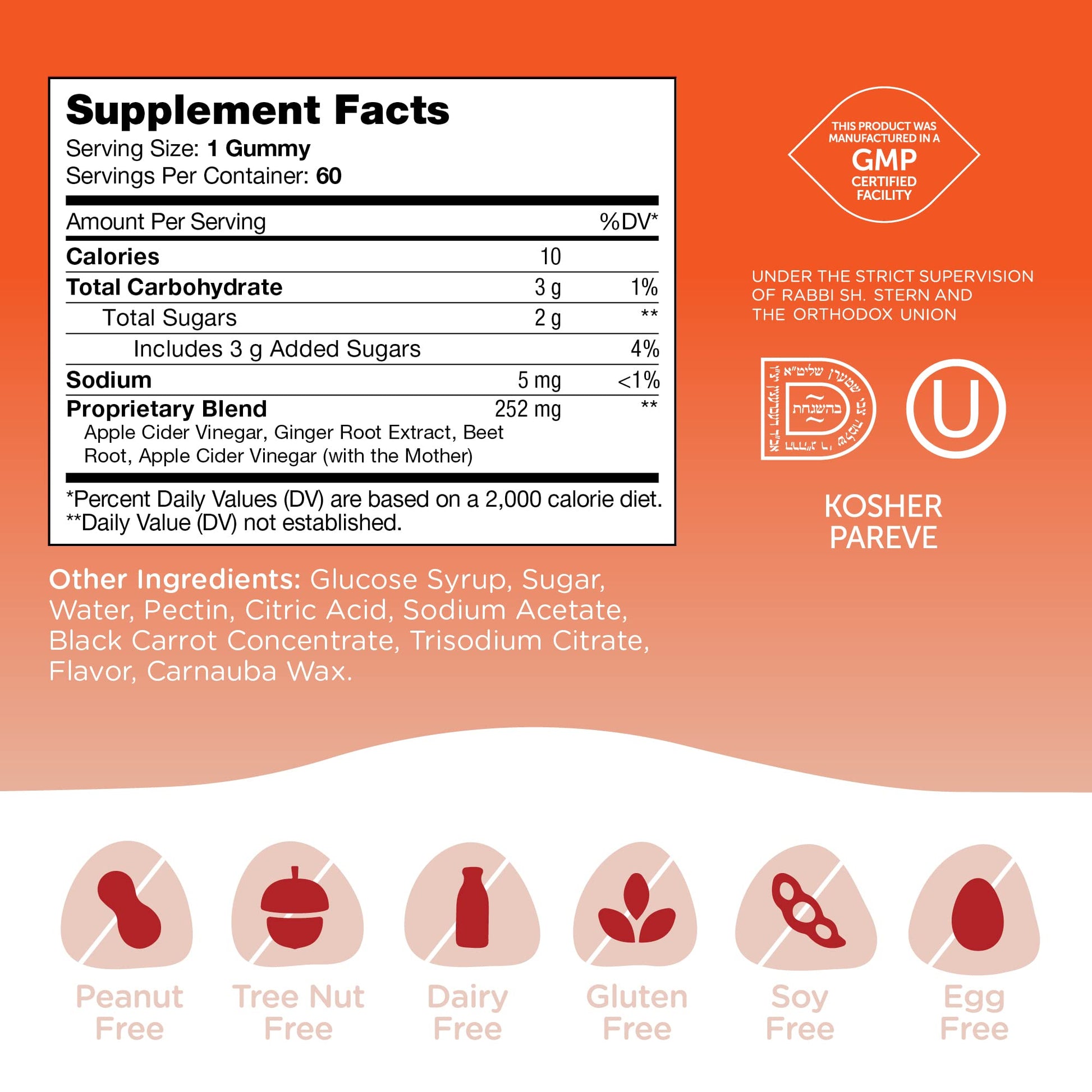 Zahler - Apple Cider Vinegar Gummies Kosher & Delicious ACV for Women Men Raw ZahlerAu supplements
