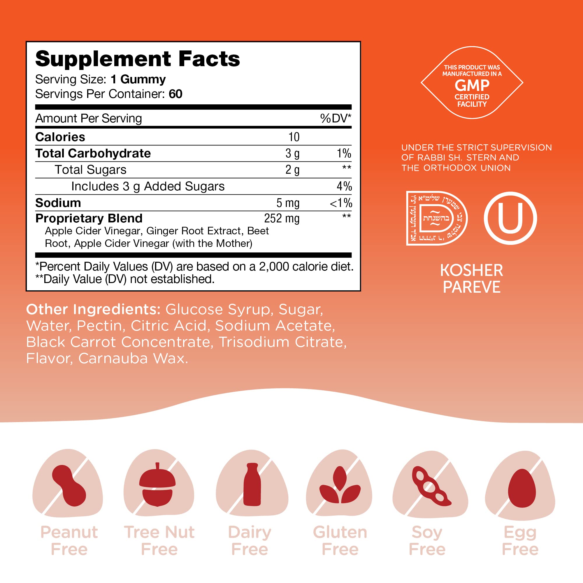 Zahler - Apple Cider Vinegar Gummies Kosher & Delicious ACV for Women Men Raw ZahlerAu supplements