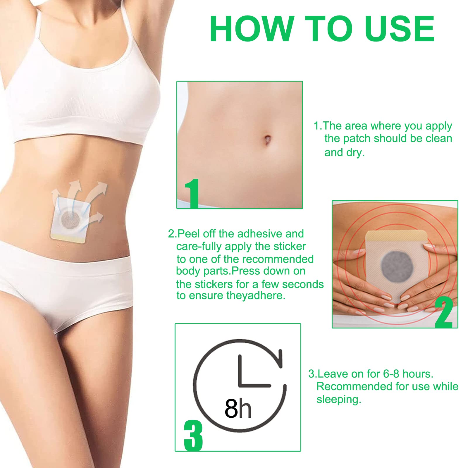 Bubchen Mugwort Belly Patch,30Pcs Natural Wormwood Essence and 30Pcs Belly Sticker BURWSEKKUS supplements