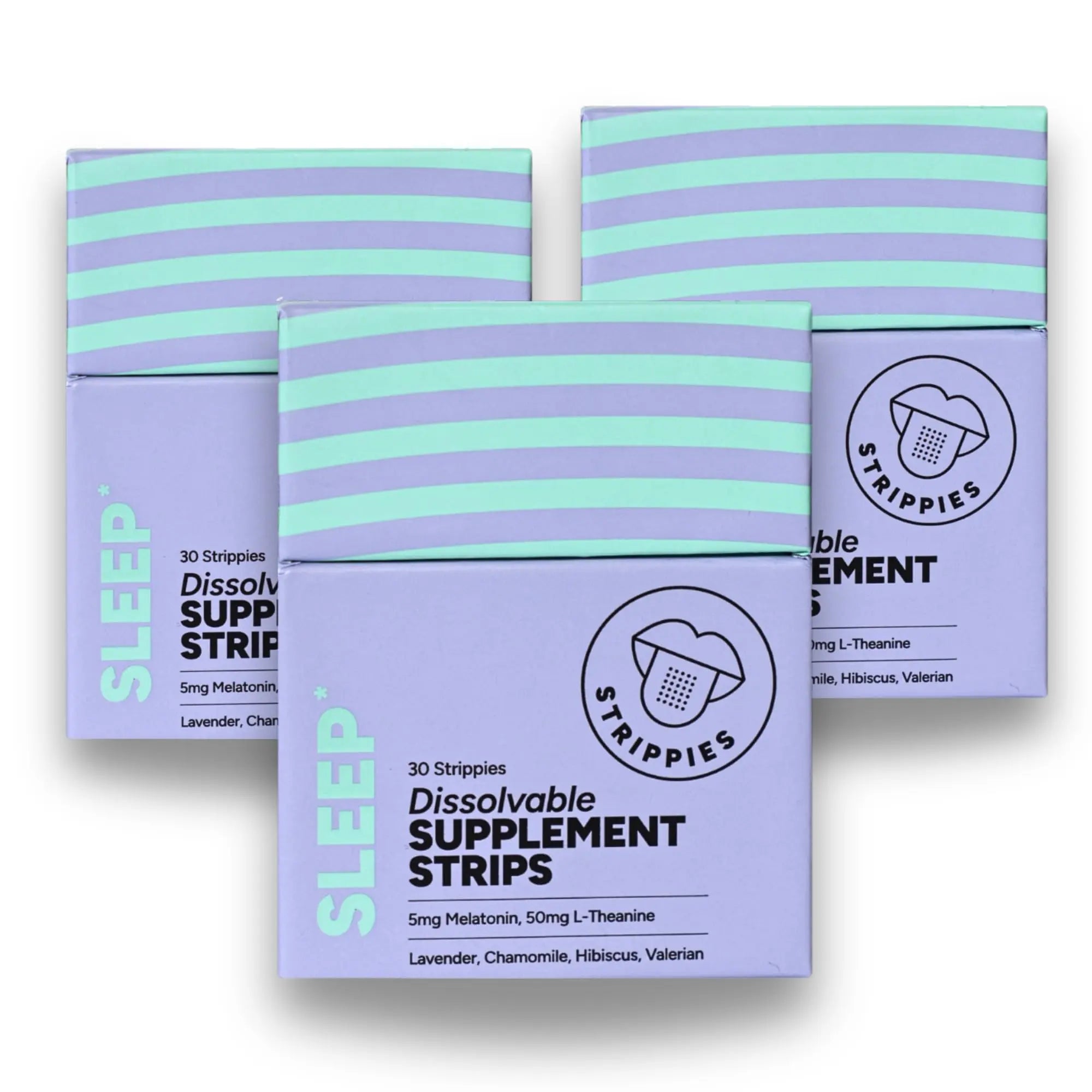STRIPPIES Dissolvable Sleep Strips – Fast-Acting Melatonin 5mg with L-Theanine, Lavender, Chamomile, Hibiscus & Valerian – Natural Cranberry Flavor – 90 Strips STRIPPIESAu supplements