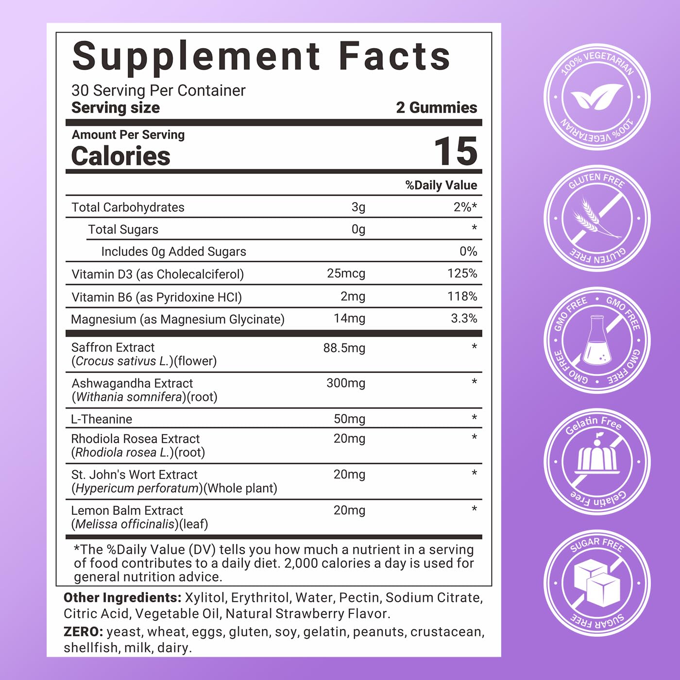 Svovita Saffron Supplements Gummies with Saffron Extract, Sugar Free 60 Count SvovitaAu supplements