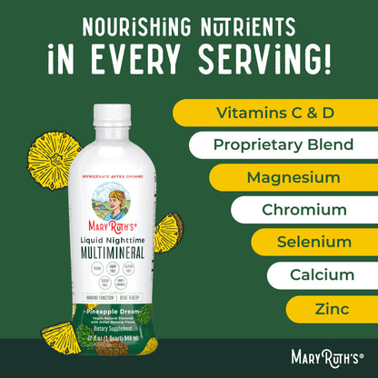 MaryRuth Organics Liquid Nighttime Multimineral | NO Melatonin | Magnesium Citrate | Calcium | Zinc | Vitamin D3| Available in 4 Flavors | Vegan | Sugar Free | Gluten Free | 32 Oz MARYRUTH'SUS supplements