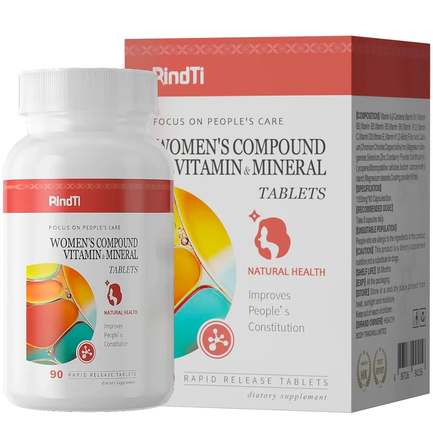 RindTi Multivitamin for Women 50+, Daily Women 50+ Multi-Vitamin with Vitamins A, B,C, E for Energy, & Bone & Immune & Skin& Hair Support, 90 ct RindTiAu supplements