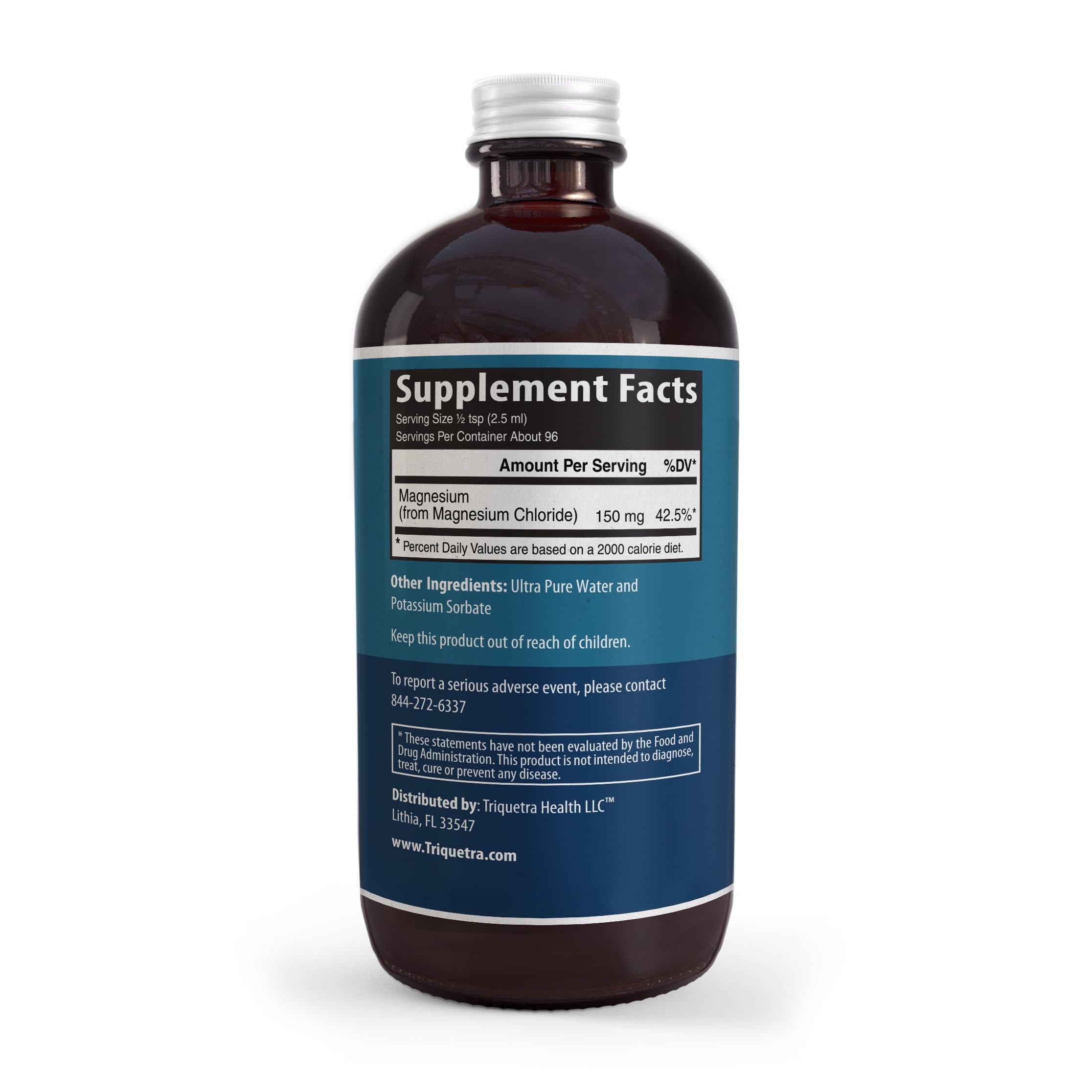 Liquid Magnesium | 8 oz - Ionic Magnesium Chloride, Highest & Fastest Absorption - Calm Mood, Sleep, Muscle Cramps & Spasms, Natural Laxative – Vegan, Glass Bottle (96 Servings) Triquetra HealthAu supplements