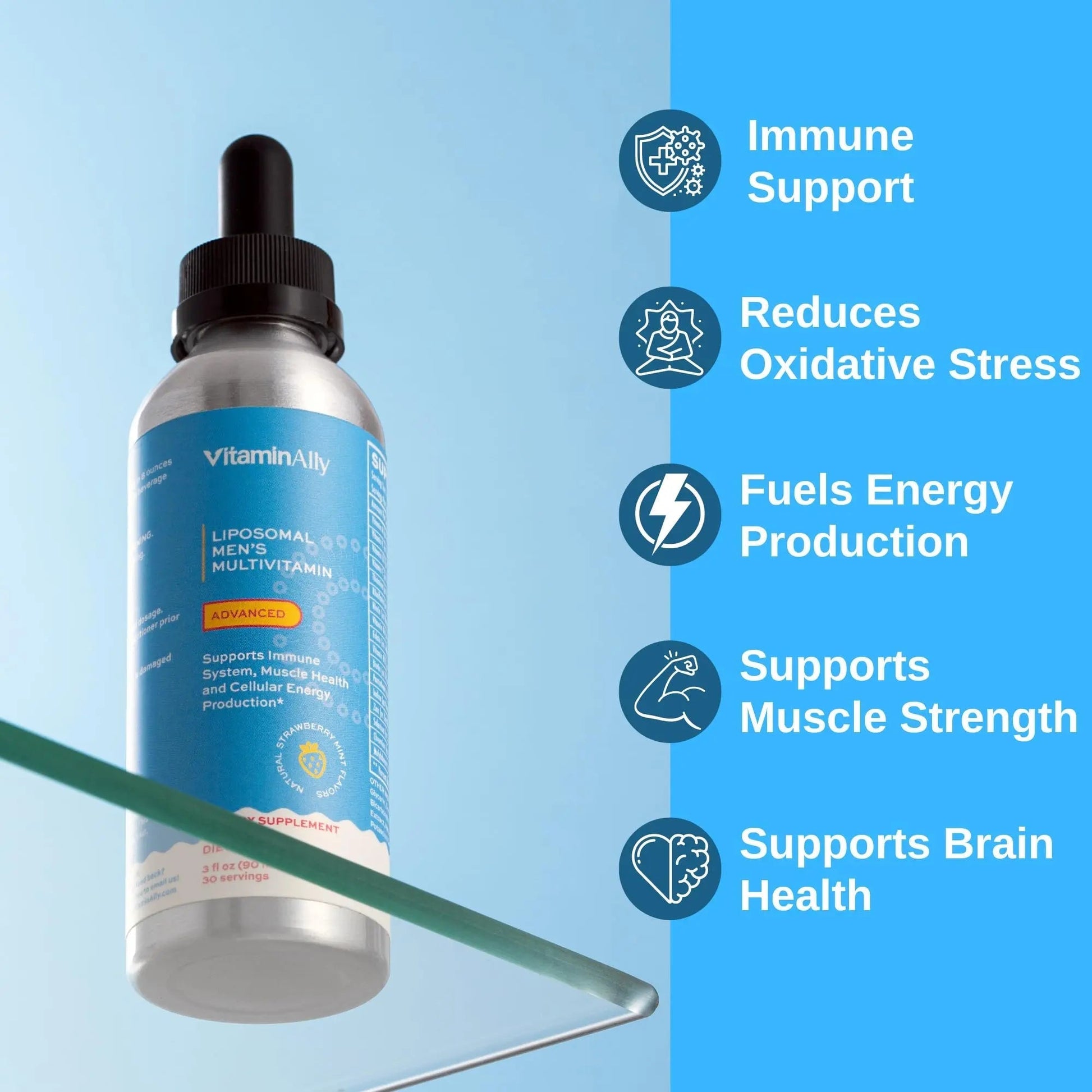 Vitaminally Liposomal Men's Liquid Multivitamin Drops | Non-GMO | Sugar Free | Gluten Free | 30 Day Supply | VitaminallyAu supplements