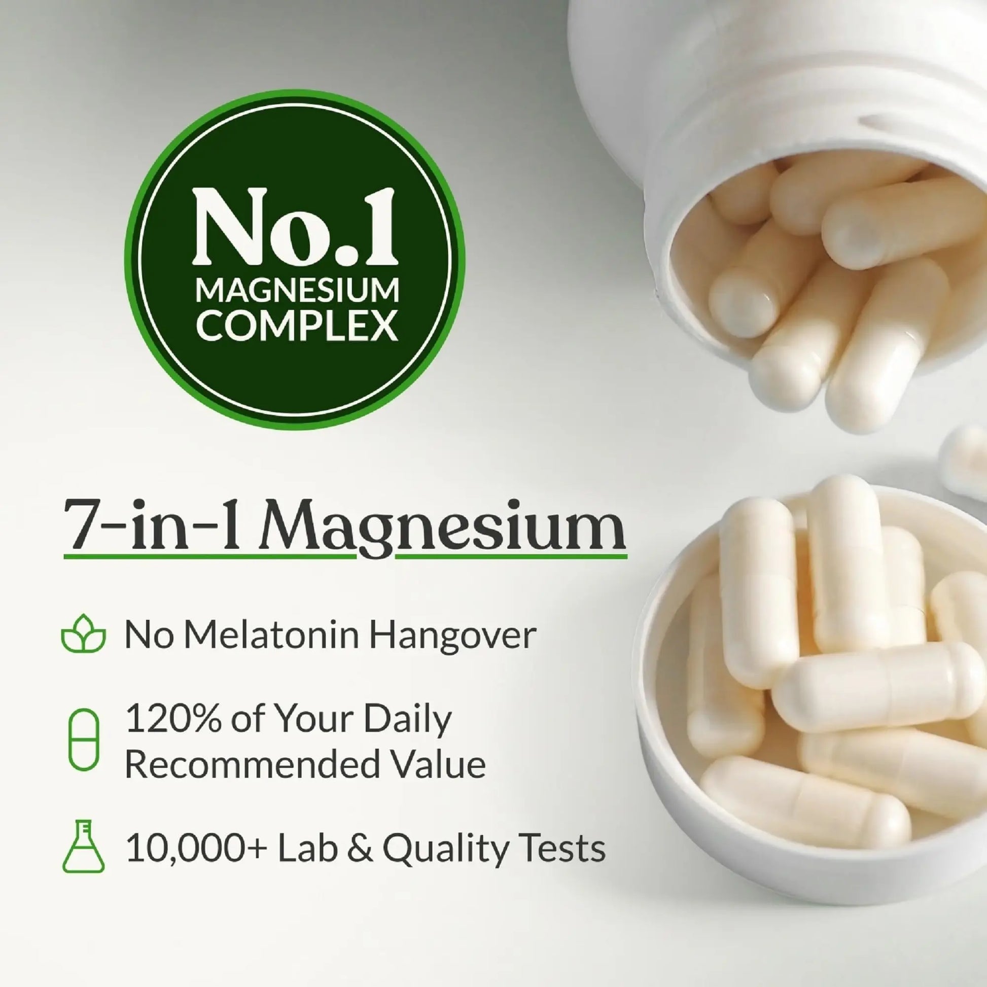 BIOptimizers Magnesium Breakthrough Supplement with 500mg - 7 Forms of Magnesium: Glycinate, Malate, Citrate, and More - Natural Support for Sleep and Cognitive Function -90 Capsules- Calming Vitamins BIOptimizersnz supplements