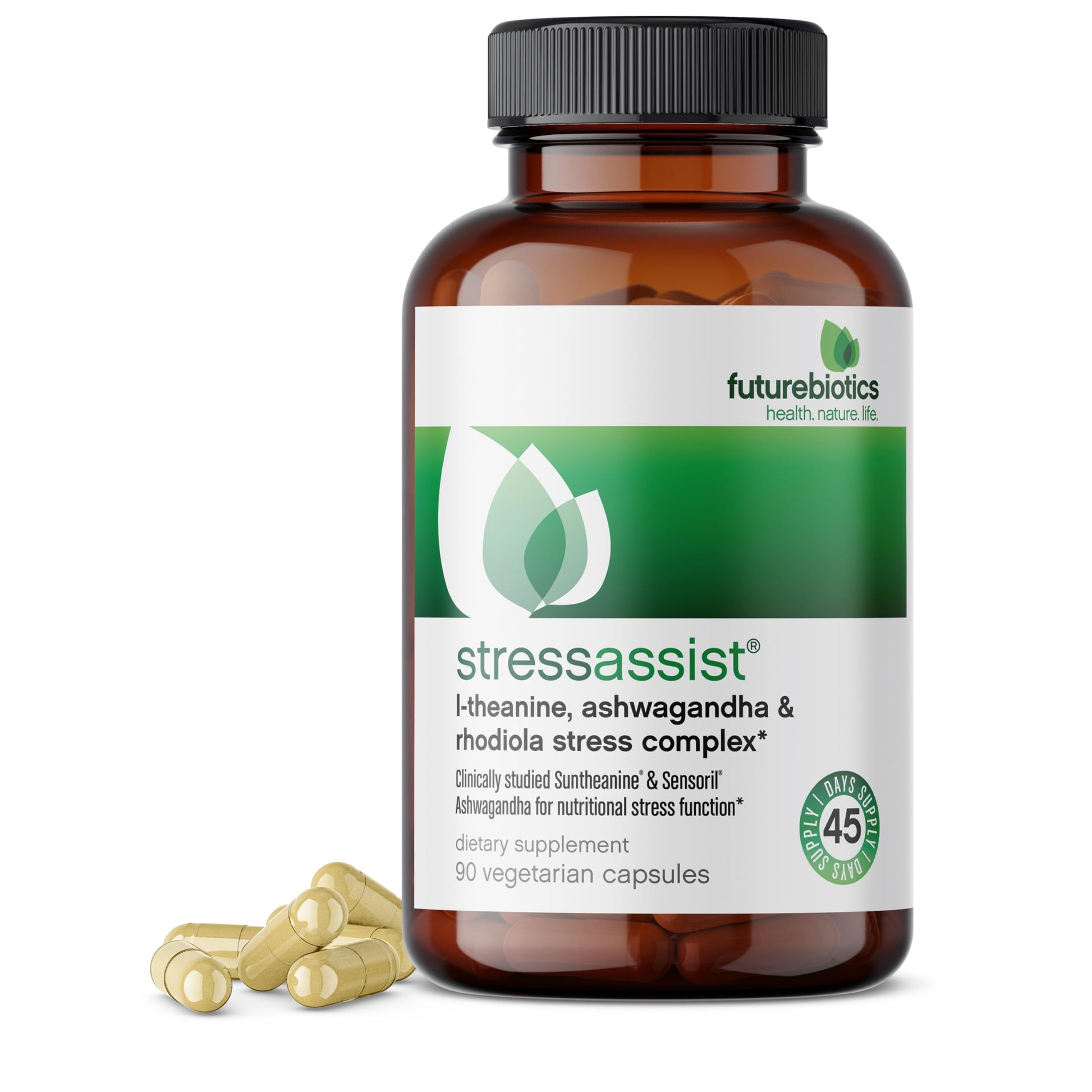Futurebiotics Stressassist L-theanine Ashwagandha and Rhodiola Rosea Stress Complex - Natural Nutritional Stress Function, 90 Vegetarian Capsules FuturebioticsAu supplements