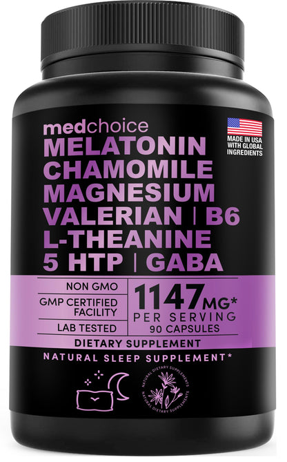 10-in-1 Melatonin Capsules - Melatonin 5mg Natural Sleep Aid for Adults MEDCHOICEUS supplements