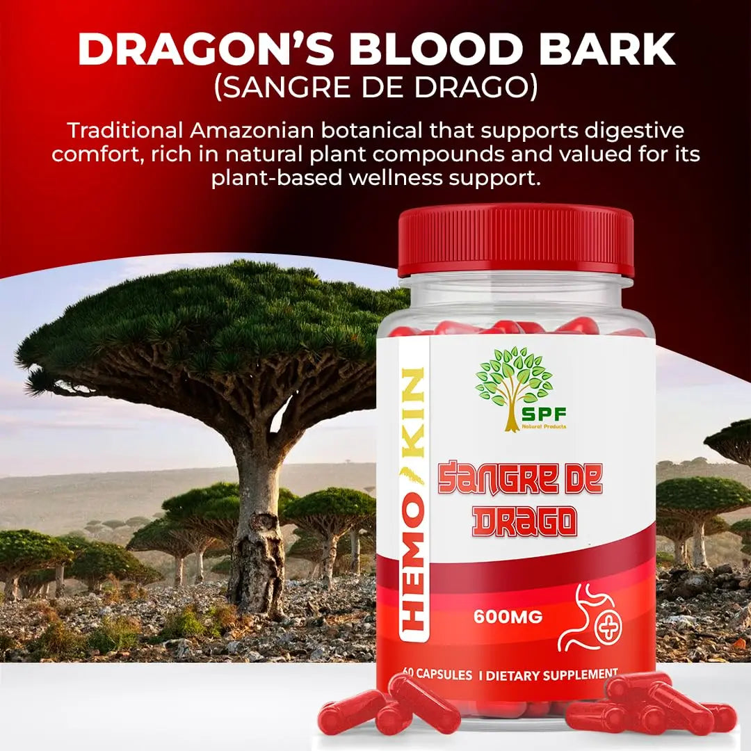 SPF Natural Products HEMOKIN with Sangre de Drago – Hemorrhoid and Fissure Relief Supplement, Helps with Itching, Swelling, Pain Relief (60 Caps) (1) SPF Natural ProductsAu supplements