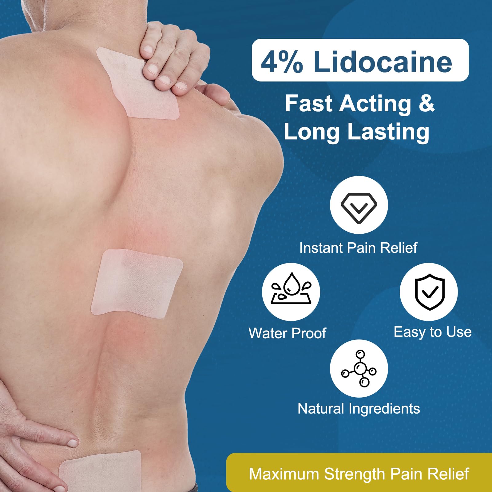 Teemofe 4% Lidocaine Pain Relief Patches – Maximum OTC Strength, Fast-Acting Targeted Relief, 30 Count, for Everyday Muscle & Joint Discomfort - 260130-2 TeemofeAu supplements