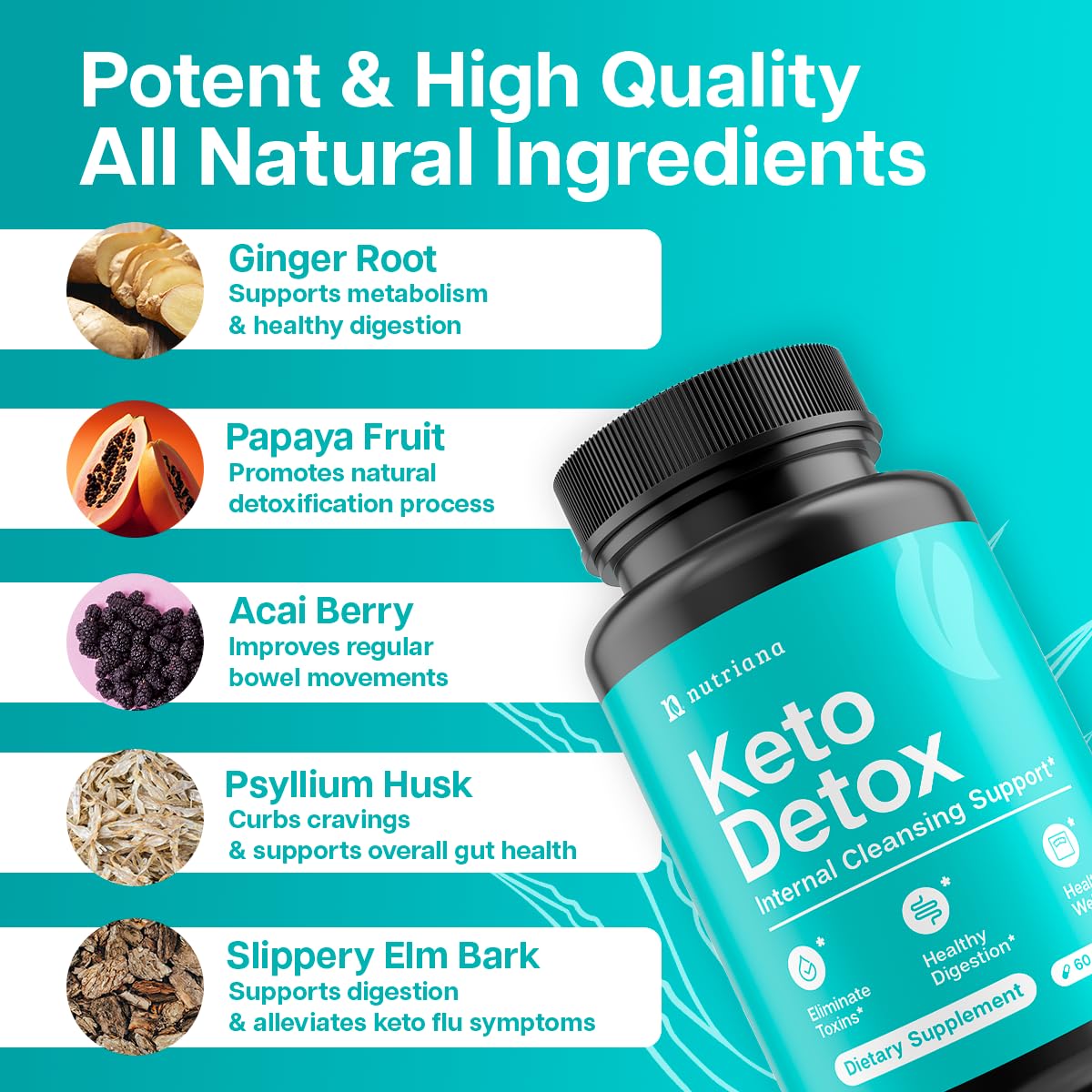 Nutriana Keto Detox Cleanser - Weight Loss Keto Pills Liver Supplement for Men & Women NutrianaUS supplements