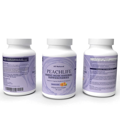Peachlife Boric Acid Suppositories and Small Soft Menstrual Cup with Ring Pull PeachlifeUS supplements