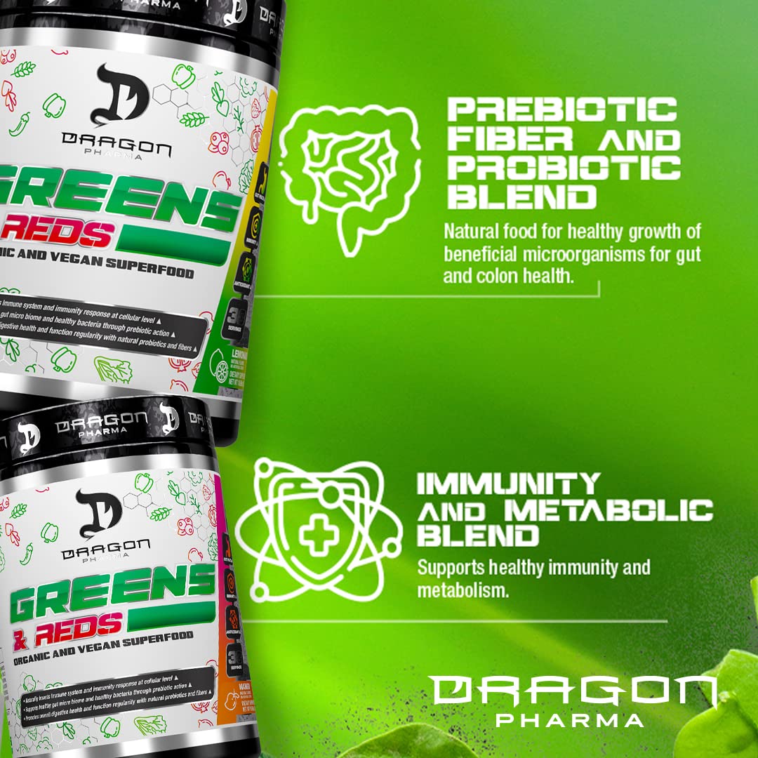 DRAGON PHARMA Greens and Reds, Over 23 Nutritious Superfoods, Reds and Vegetables, Optimal Health and Wellness (30 Servings, Original) DRAGON PHARMAAu supplements